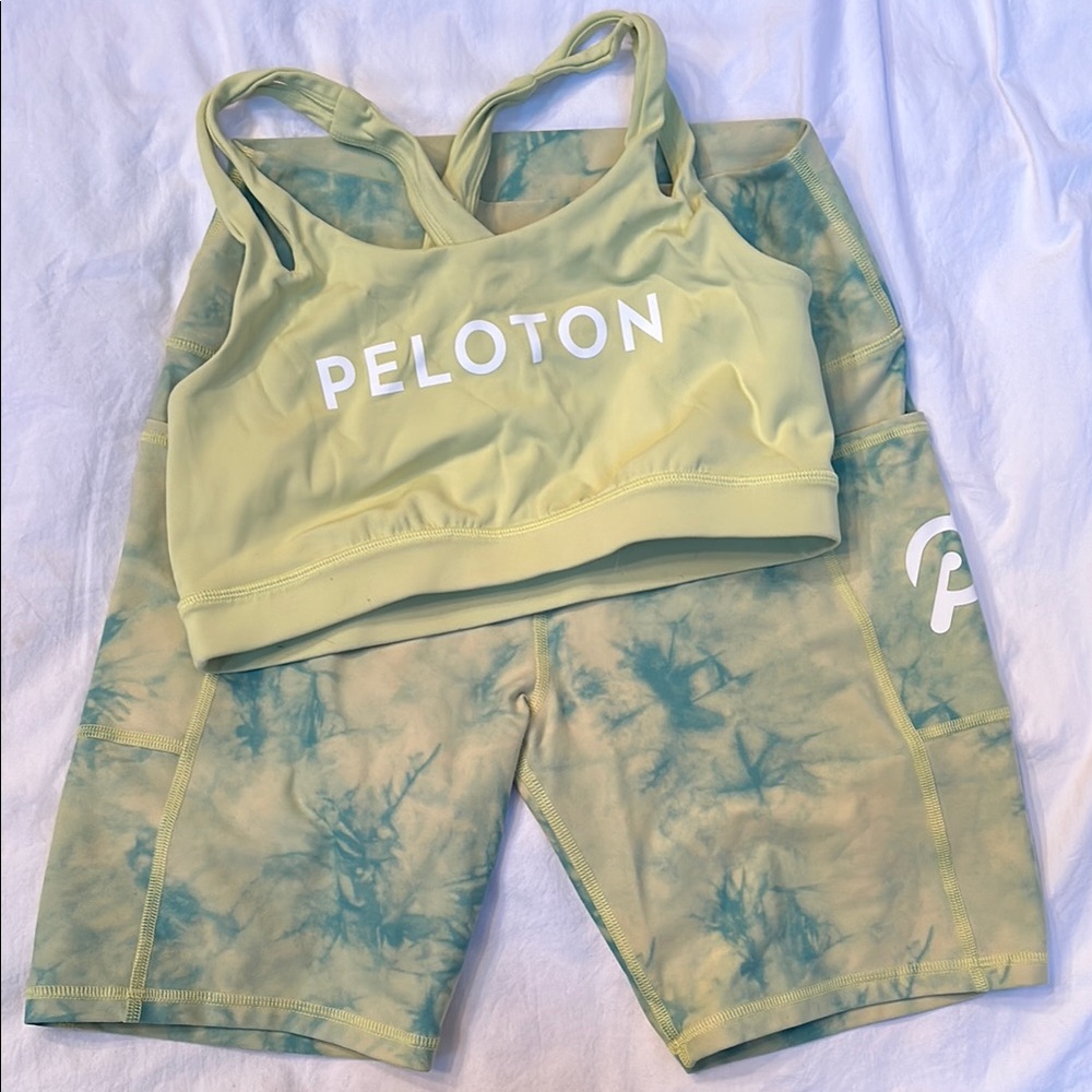 Peloton Yellow and Blue Athletic Shorts